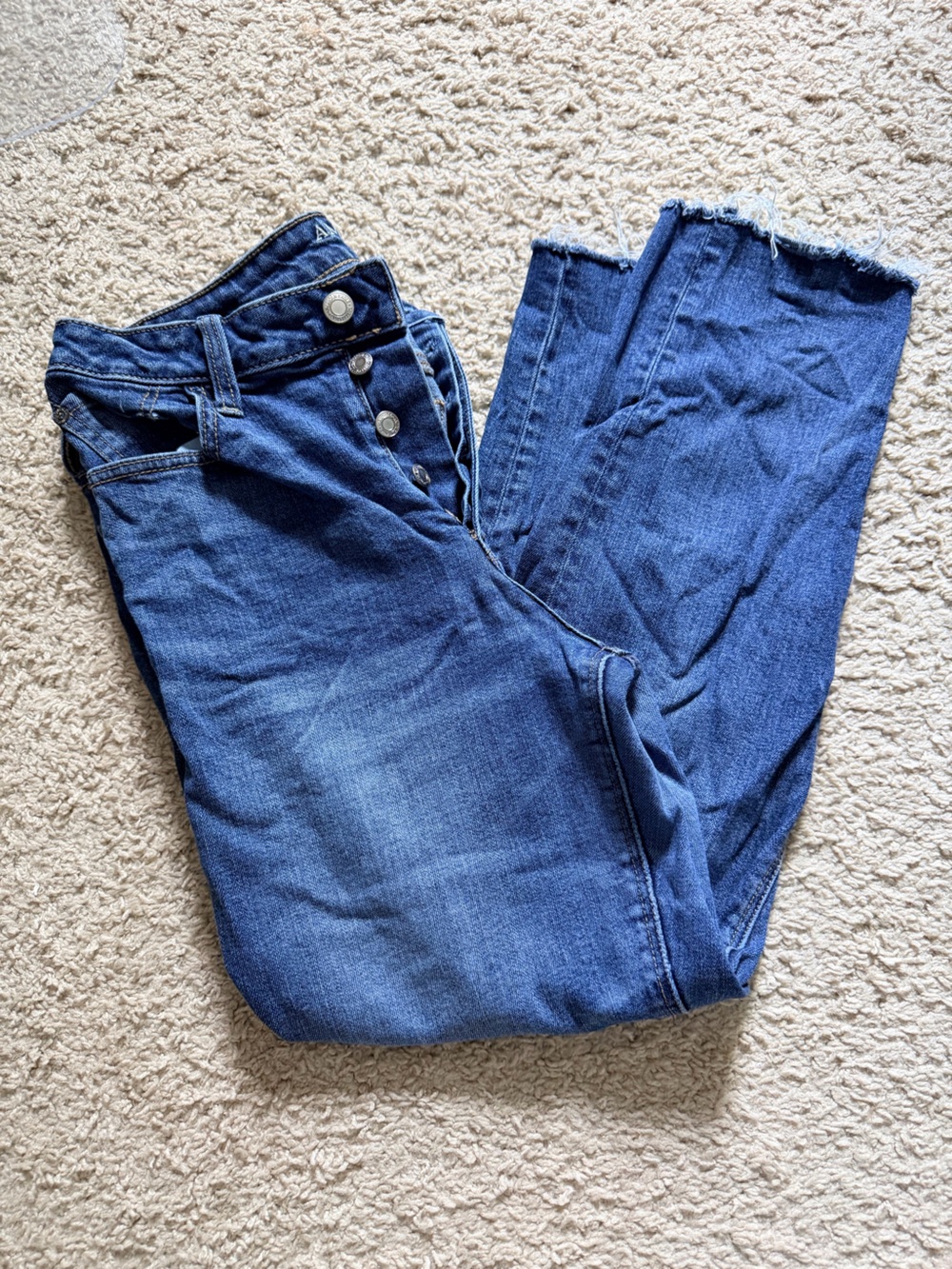 AE Classic Blue Women's High-Rise Button-Fly Jeans